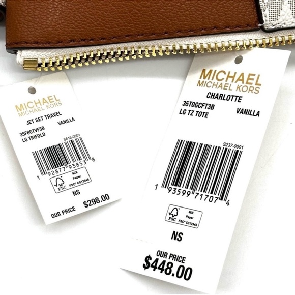 Michael Kors Large Charlotte Tote Bag & Trifold Wallet Vanilla - Picture 14 of 14